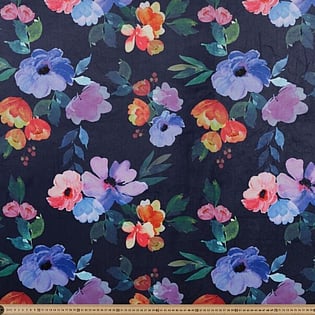 Floral navy velvet
