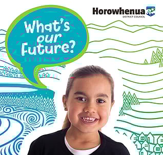 Young girl asking What's our future? in a speech bubble above her