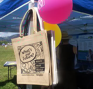 Jute bags hanging on a gazebo