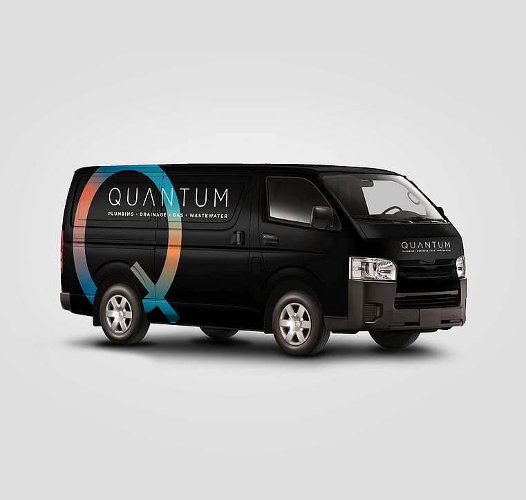Quantum black van, vehicle signage mock up