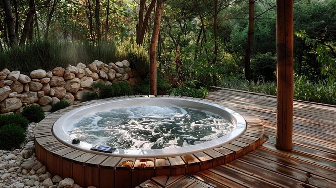 spa pool with paving around it