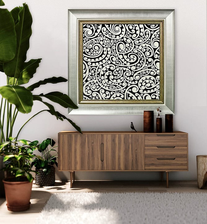 Koru symbol in Sofia Minson's New Zealand art, representing new life and growth, Māori symbolism in NZ art gifts for in-laws