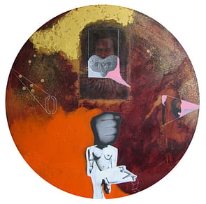 Margaret Aull (detail) Matanui, 2012 - Ochre,Acrylic, gold leafPrivate Collection