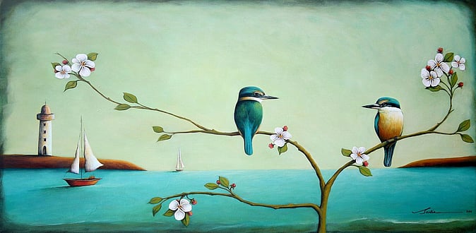 I saw her by the apple tree