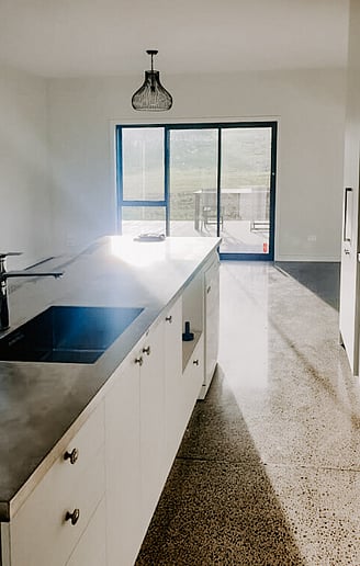 Kitchen with concrete floors