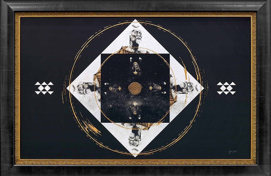 "Circling the Square" 1230 x 1820mm. Digital design & hand-painted flashe on canvas.