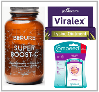 BePure Super Boost C, Good Health  Viralex Lysine Ointment & Compeed Cold Sore Patches.
