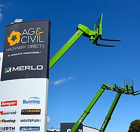 Ag & Civil office branding with extended Merlo telehandler booms