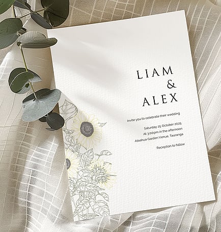 Garden wedding stationery suite New Zealand elegant minimal invitations