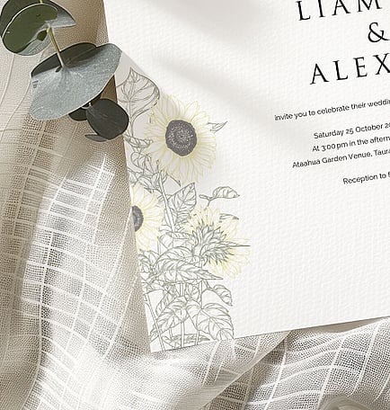 Garden wedding stationery suite New Zealand elegant minimal invitations
