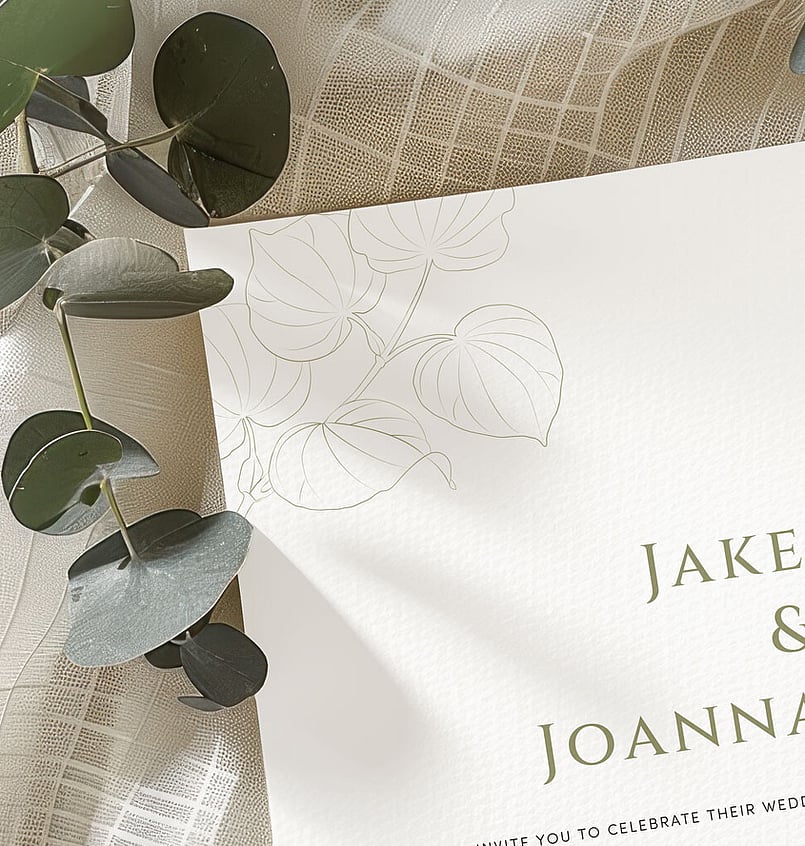 Kawakawa wedding stationery suite New Zealand elegant minimal invitations