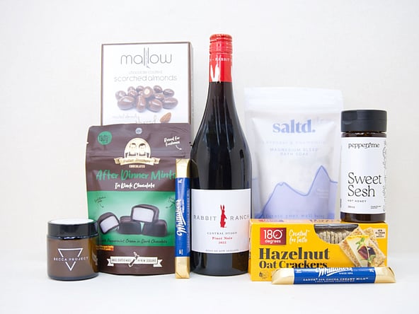 RED WINE, AFTER DINNER MINTS, SALTD MAGNESIUM AND BECCA PROJECT