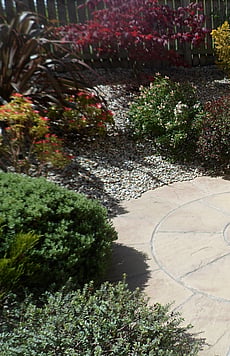 Rotunda circle surrounded by selected shrubbery