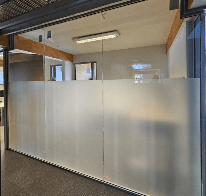 internal glass partition with frosted  glass for privacy