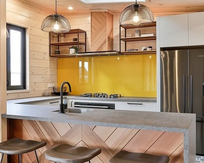 Yellow Splashback in a modern kitchen