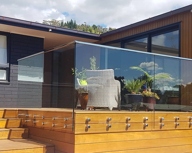Glass balustrades on a deck