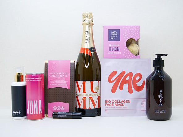 MUMM SPARKLING WINE, YAE FACEMASK, MATAKANA ESSENTIALS, MOLLY WOPPY, NEVE, REMARKABLES CHOCOLATE, JUNA, EARTHROW SKINCARE