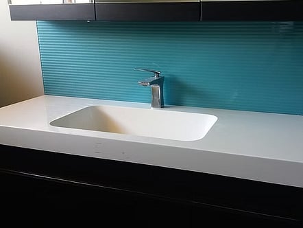 Blues Brothers on Narrow Reeded Glass splashback