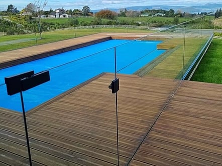 12mm toughened glass, cuboid face fixed & concealed channel system - black finish