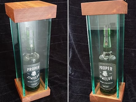 10mm clear toughened glass display case with Kauri top and base