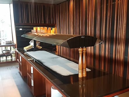 Curved glass buffet tops featured at Te Puia