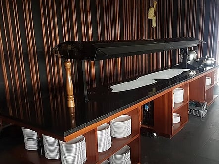 Curved glass buffet tops featured at Te Puia