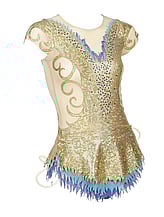 Rhythmic, Ice Skating or Roller blading  Sleeveless Leotard Dress in Amethyst and Cream with Silver sequin and details