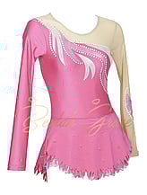 Rhythmic, Ice Skating or Roller blading  Sleeveless Leotard Dress in Green Tea and Cream with Silver sequin and details