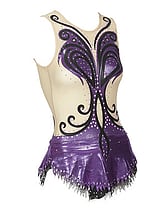 Rhythmic, Ice Skating or Roller blading  Sleeveless Leotard Dress in Amethyst and Cream with Silver sequin and details