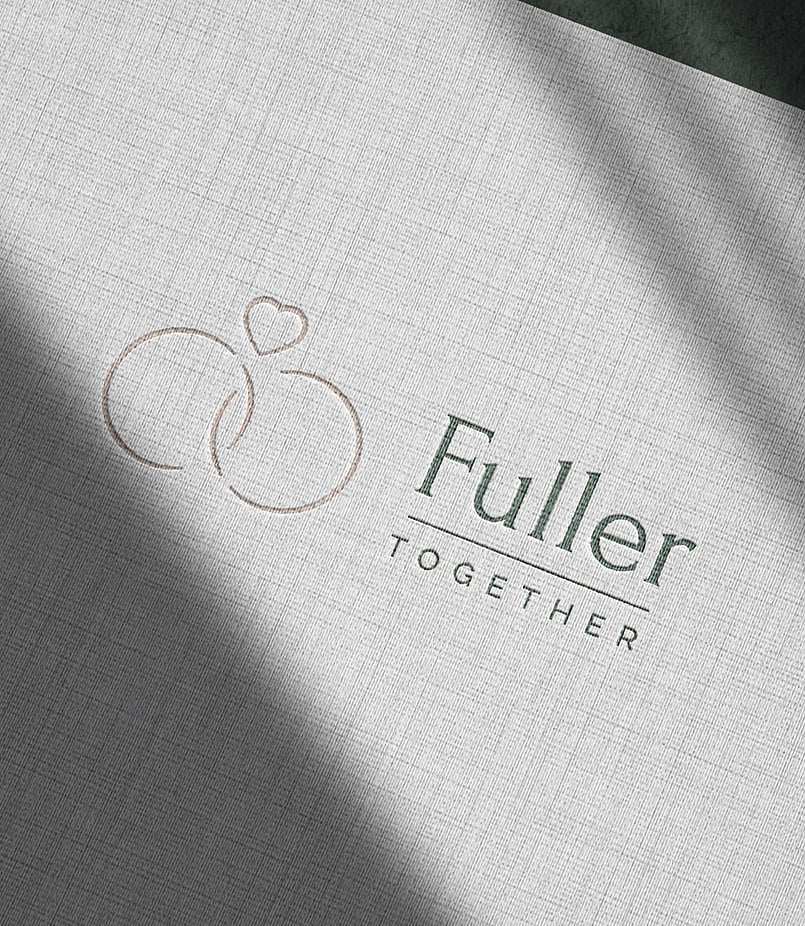 Editorial style image showcasing a business card design for Fuller Together, a wedding planner | Brand designer for wedding professionals