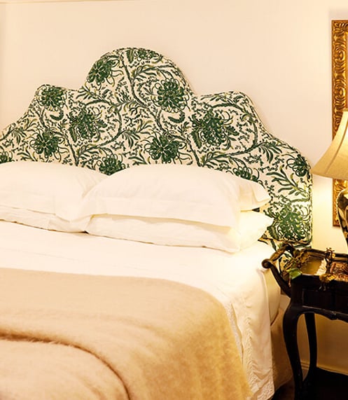 Custom green flower bedhead