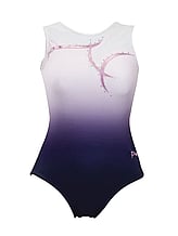 Sleeveless Gymnastics Leotard in blue and purple  with line pattern 