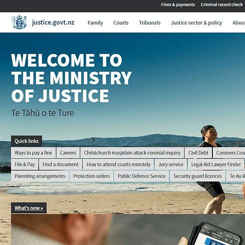 Ministry of Justice Website Screenshot