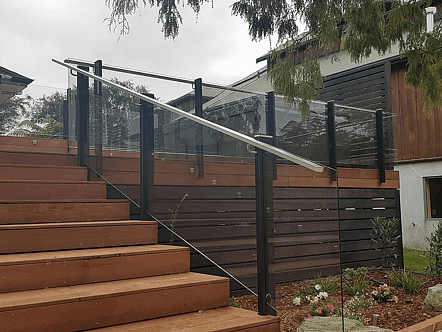 Internal staircase floating look balustrade - 12mm toughened glass