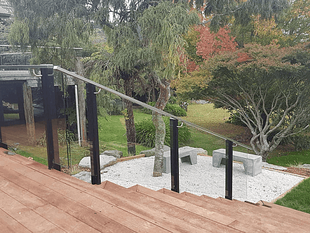 Internal staircase floating look balustrade - 12mm toughened glass