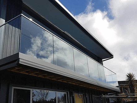 Face fixed post system - black finish with top cap handrail