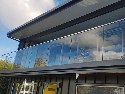 Face fixed post system - black finish with top cap handrail