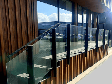 Face fixed post system with 10mm glass and handrail system