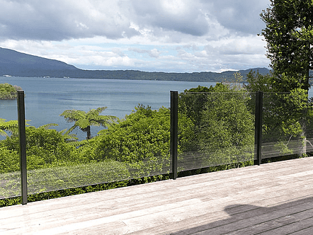 Face fixed post system balustrade with 13.52mm sentry glass and no handrail
