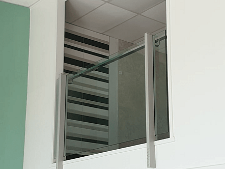 Face fixed post system balustrade - silver pearl finish