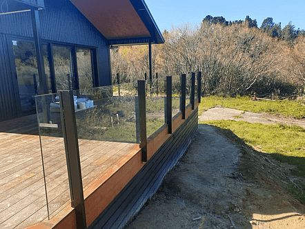 Face fixed post system balustrade - black finish