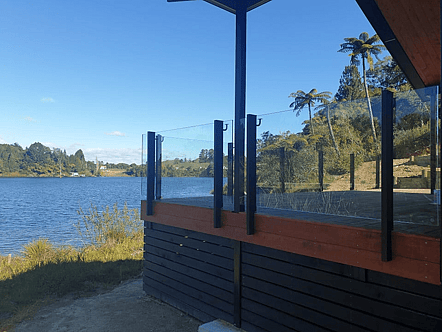Face fixed post system balustrade - black finish