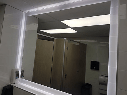 Custom fit mirror with LED strip back lighting