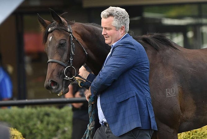 Trainer Fraser Auret pictured with Khanshe. - Photo: Race Images (Peter Rubery)