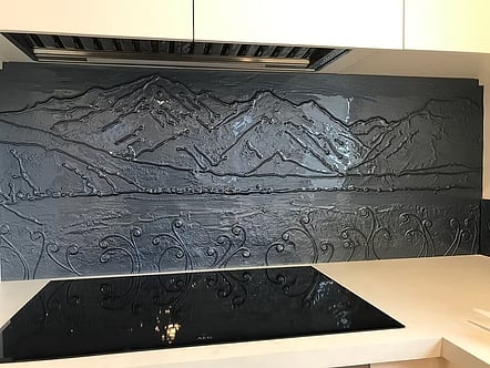 Dark silver landscape splashback
