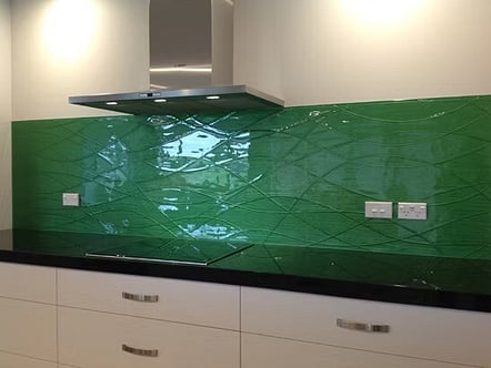 Green swirls pattern splashback