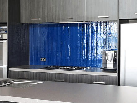 Electric blue raked sand pattern splashback