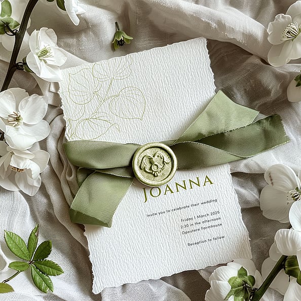     green botanical wedding stationery
