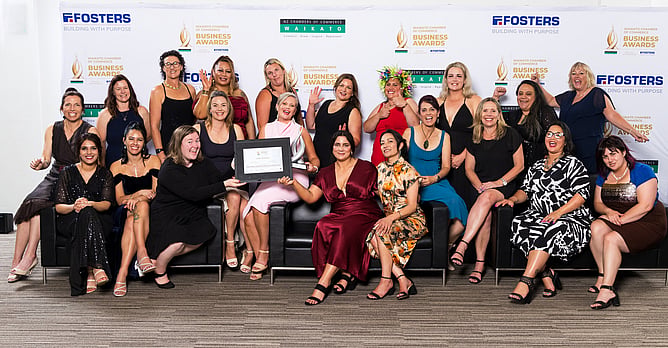 The team from Central Kids winning awards at the 2023 Waikato Chamber Awards
