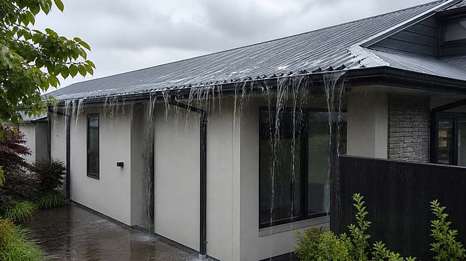 home with overflowing gutters